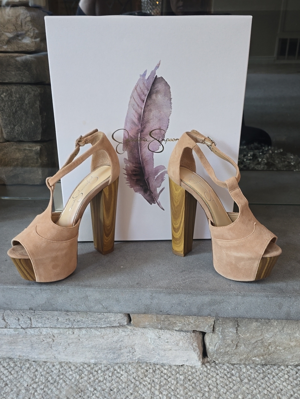 NEW! Jessica Simpson Suede Platform High Heel Sandal,Nude/Sand/JS-Dany/ SZ: 5M